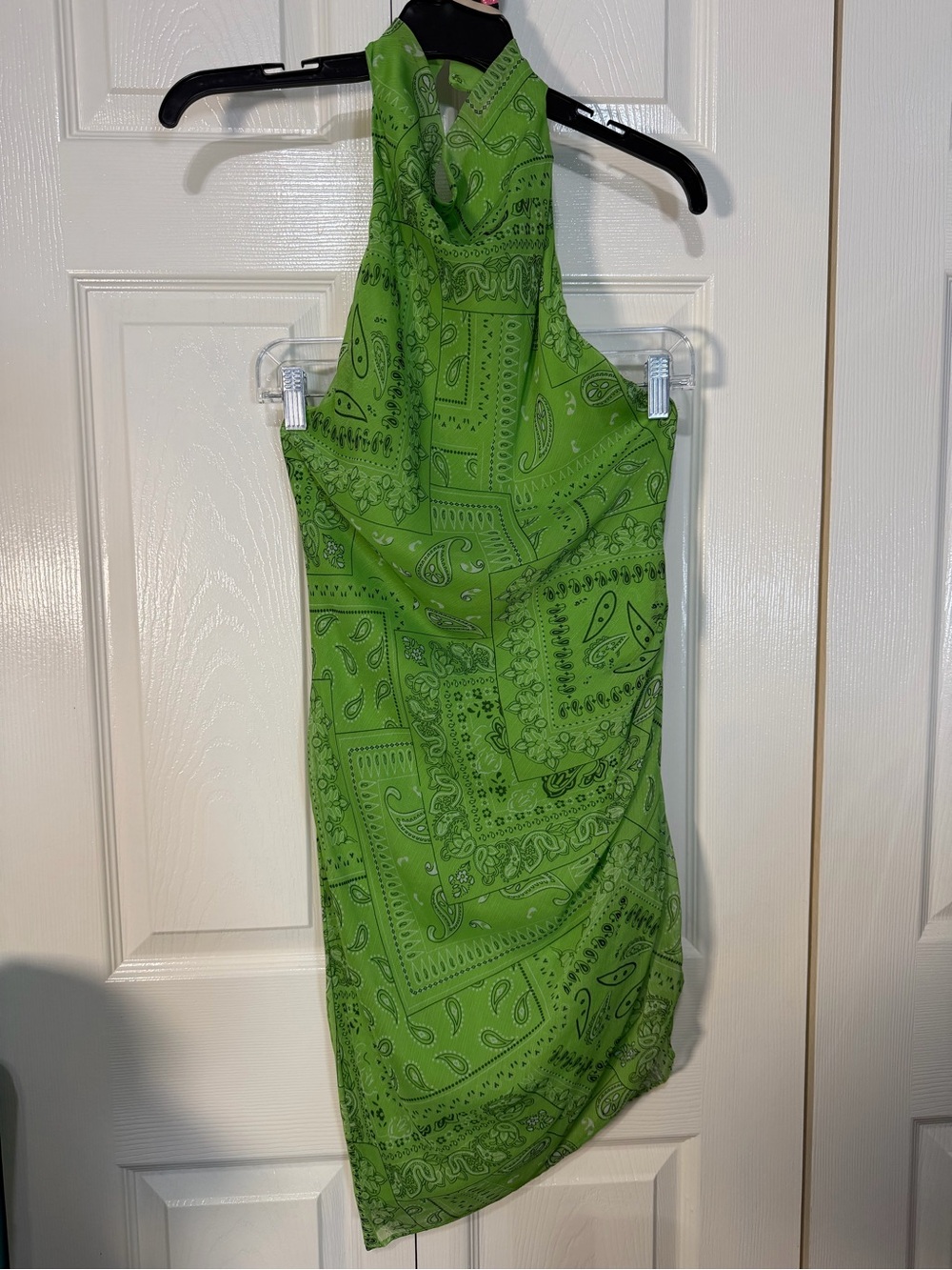 Amanda Uprichard Lime Bandana-Print One-Shoulder Dress